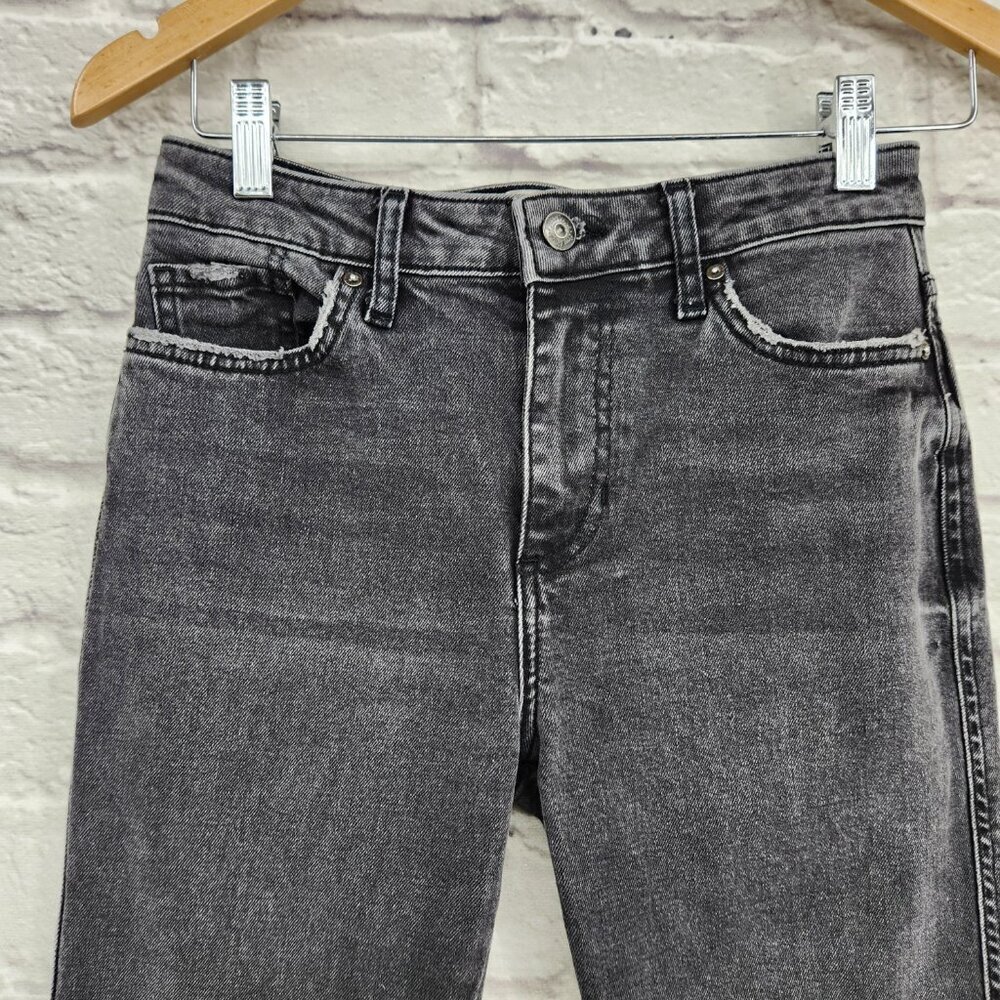 Free People Womens Girlfriend Denim Released Hem Crop Jeans Black 26 - Picture 3 of 16